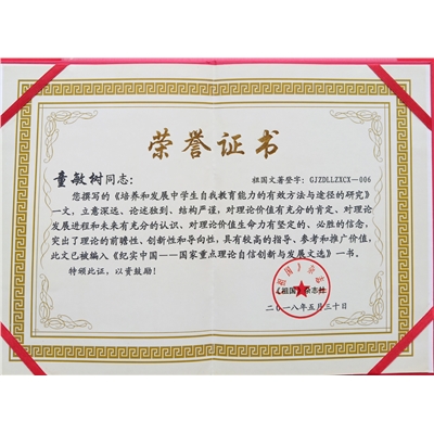 童敏树荣誉证书