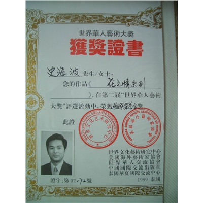 史海波荣誉证书