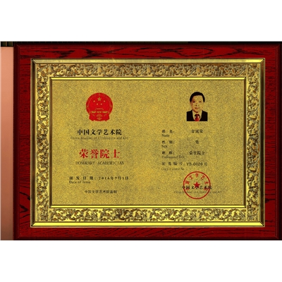 中国文学艺术院荣誉院士大金匾